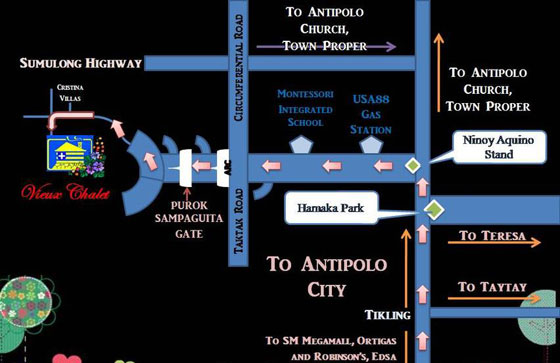 Vieux Chalet Map from Ortigas Extension